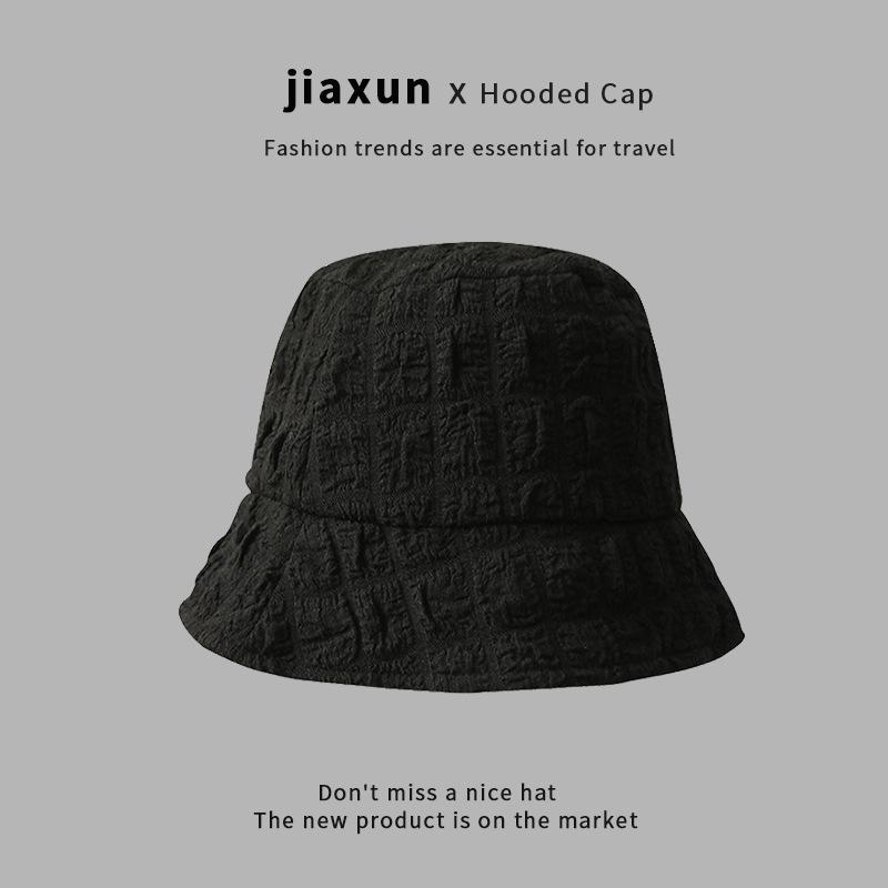 

Bucket hat spring and autumn thin niche design seersucker bucket hat sunshade sunscreen basin hat