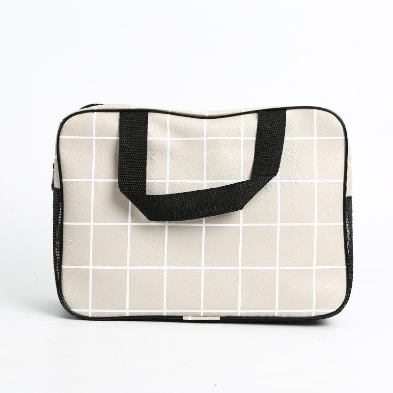 Black & White Waterproof Makeup Bag: Large Capacity Handheld Toiletry & Travel Storage