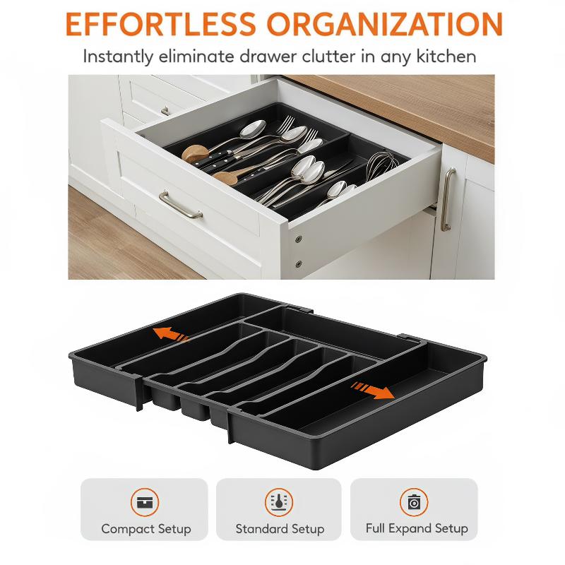 Organizer per Cassetto Posate Espandibile Vassoio Regolabile in Plastica per Posate Scatola Divisa per Stoccaggio Utensili Per Stoccaggio Posate da Cucina