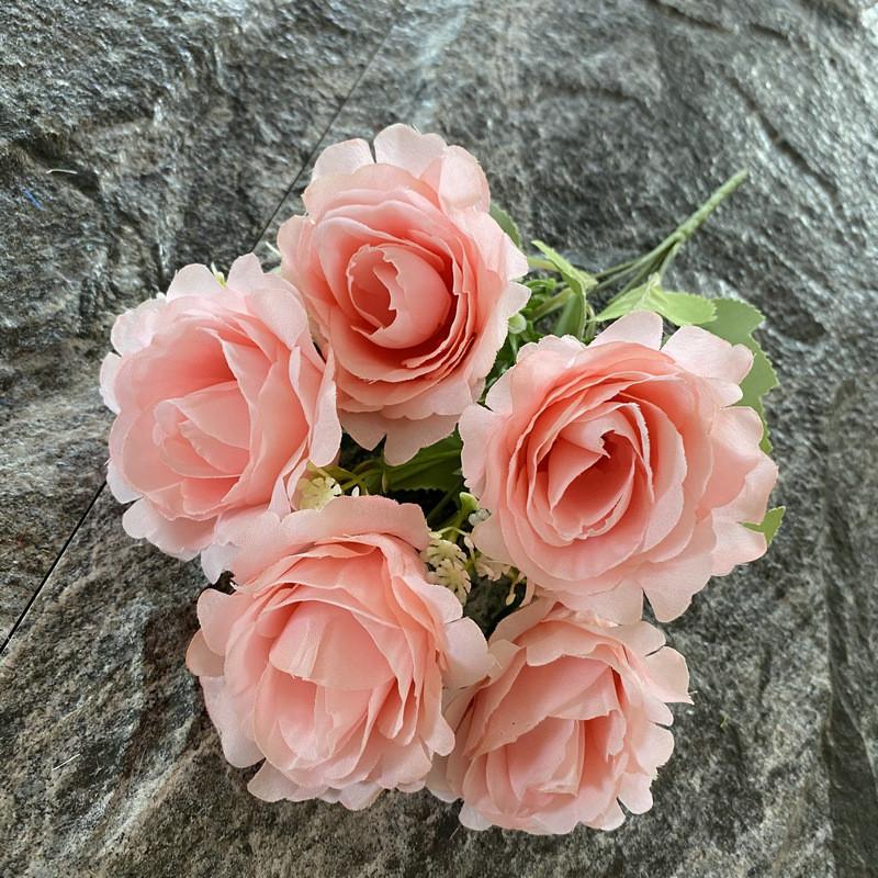 Bouquet Silk Bridal 5branch Artificial Flowers Weddings Decor Photography Props