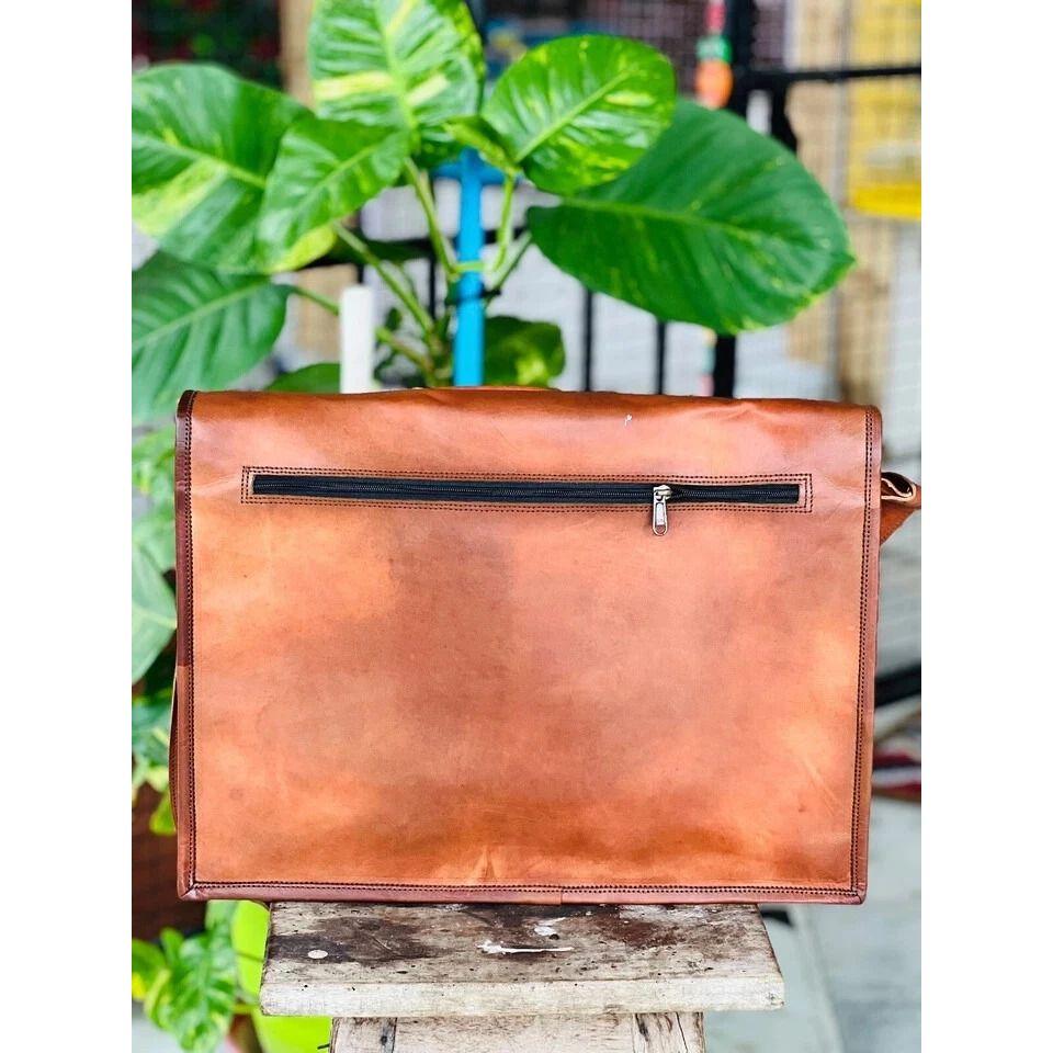 New Men's Shoulder Satchel Briefcase Handmade Goat Leather Messenger Bag