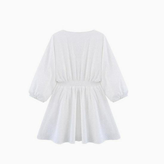 European American Women's V-neck Embroidered Mini Dress - Fashionable & Trendy