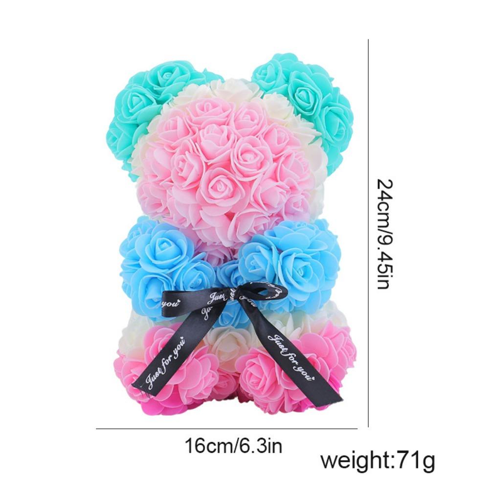 16*24cm Künstlicher Teddy-Rosenbär Mehrfarbig Romantisches Valentinstagsgeschenk Blumenbär Muttertags-Ewiger Blumenbär