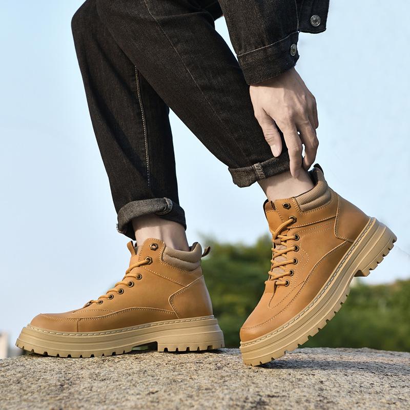 Martin boots men's short boots autumn and winter tooling boots trendy versatile high-top rhubarb boots fashionable