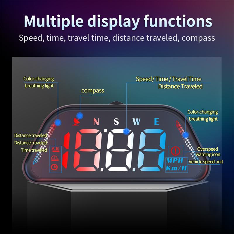 G23 Universal Digital Gps Speedometer Color Font Hd Lcd Projection Car Hud Multi Functional Tester Head Up Display