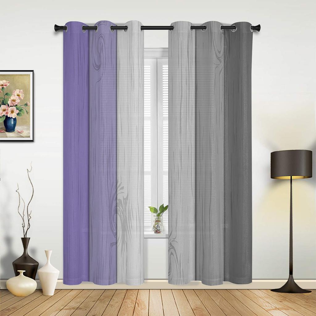 Vintage Khaki Brown Gradual Wood Grain Curtains for Bedroom Living Room Drapes Kitchen Kid's Room Window Curtain Home Decor