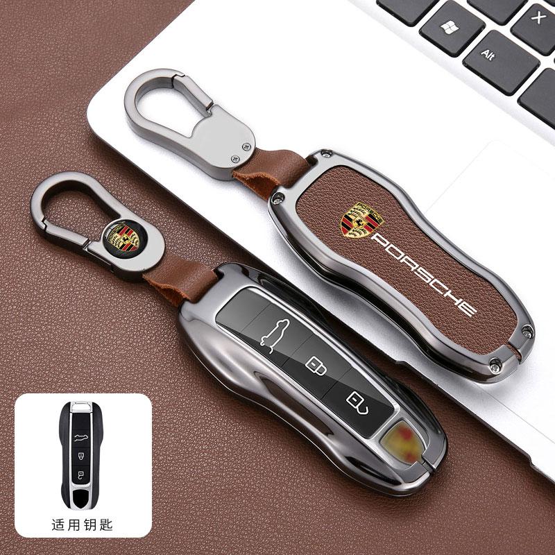 Leder Autoschlüssel Hülle Schutzhülle für Porsche Panamera Spyder Carrera Macan Boxster Cayman Cayenne 911 718 Zubehör