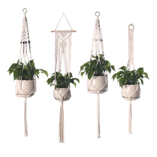 Macrame Plant Hanger Boho Hanging Planter Holder Cotton Rope Flower Pot Hanger for Home Patio Garden Decor