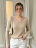 2026 Women's V-Neck Sweater: New Autumn/Winter Knitwear, Solid Color, Long Sleeve, European American Style