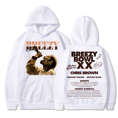 Sudadera con capucha Chris Brown Breezy Bowl XX Tour Hip Hop Retro Fashion Design Hombre Mujer Chándal Oversized Primavera Manga Larga Streetwear