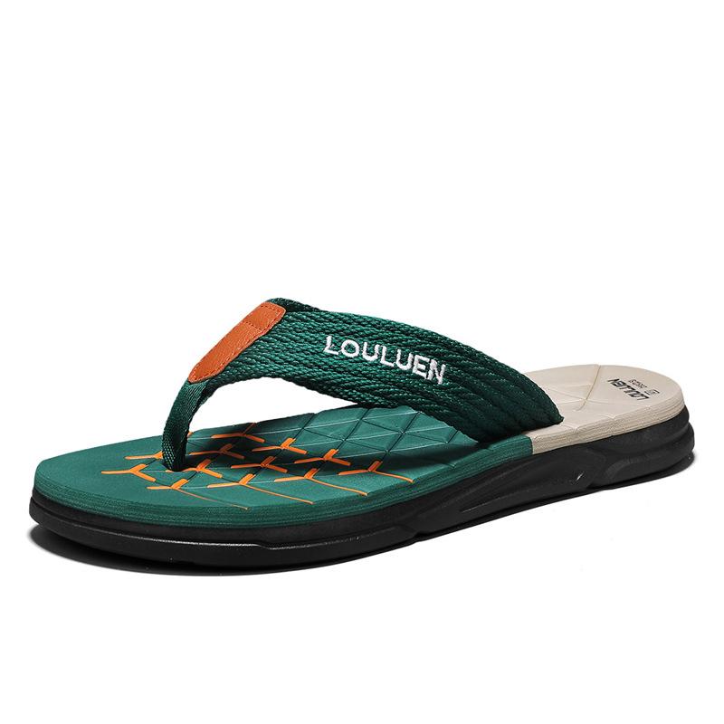 

Summer men s fashion two-color slippers outdoor trend beach flip-flops indoor casual breathable pinch slippers 44