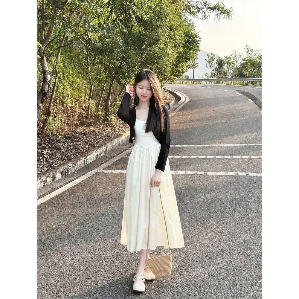 

Chic Maternity Two-Piece Set: Stylish Cardigan & Camisole Dress for Spring, Summer, Autumn 2026 L (110-125 jin)