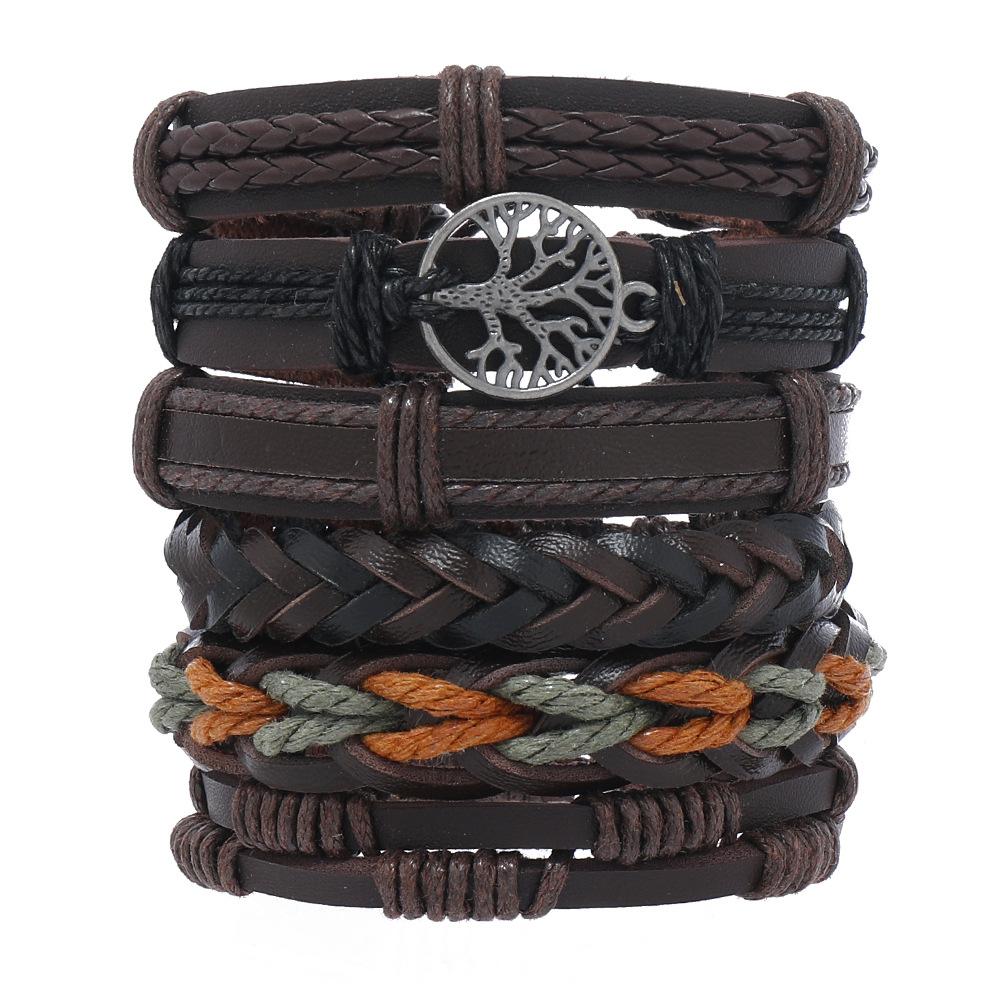 Viking Bracelet For Men Adjustable Leather Woven Skull Hand Jewelry Fashion Bracelet Viking Man Bracelet