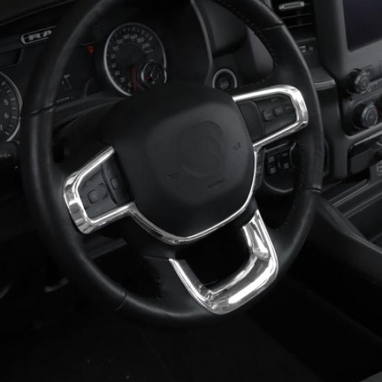 For Dodge Ram 1500 -2025 ABS Chrome Interior Steering Wheel Decorative Trim