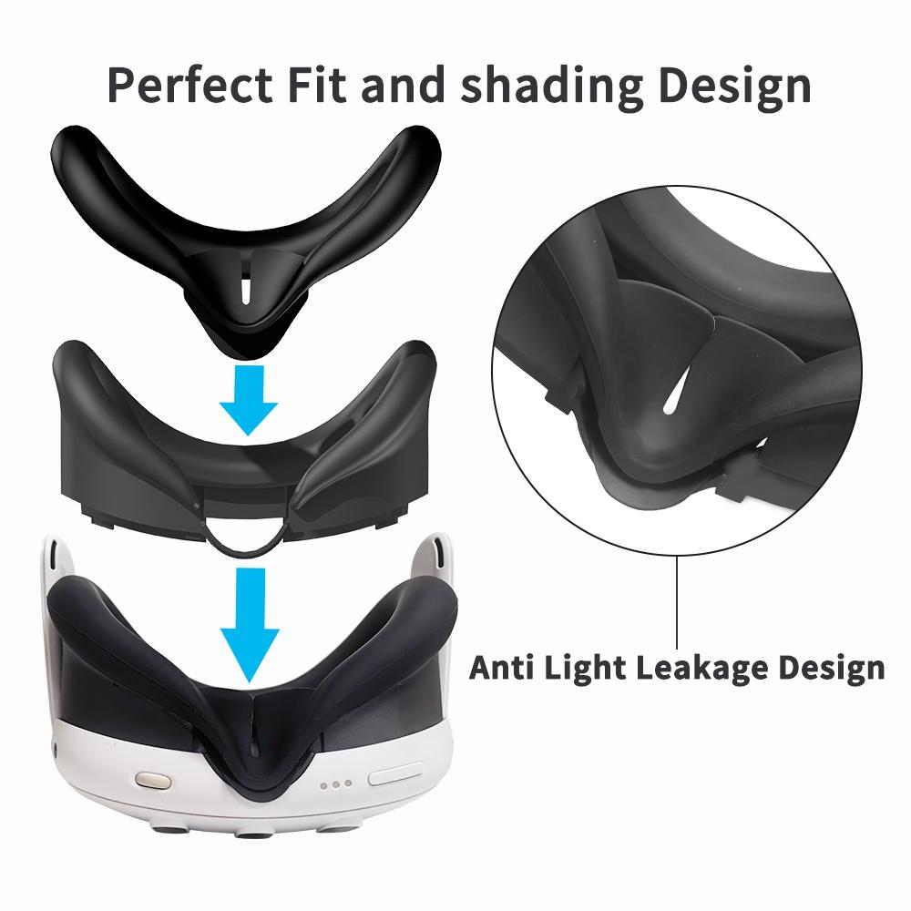 Pohodlná, měkká, odolná proti potu, Vyměnitelná maska ​​na oči Silikonová krycí podložka pro Meta Quest 3 VR Příslušenství Dárek 3