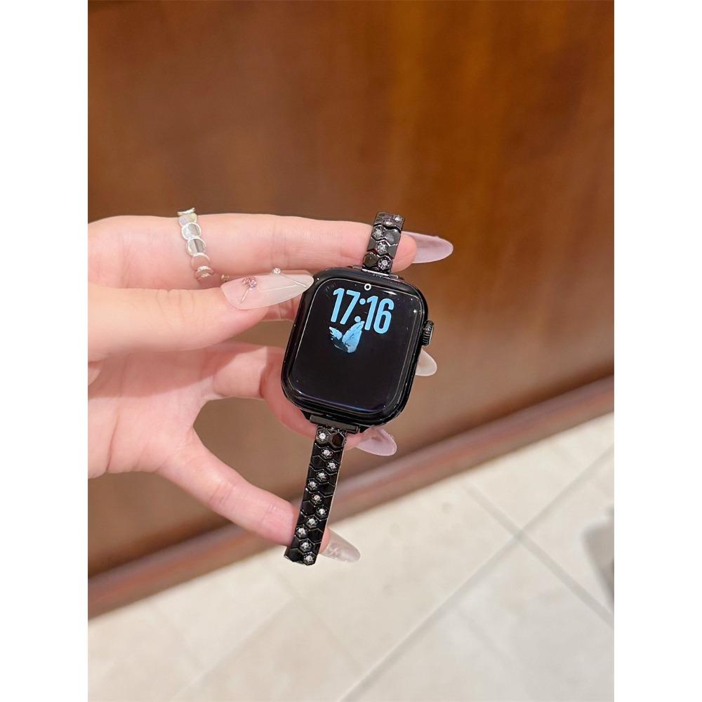 

Luxury Full Diamond Lattice Metal Strap for Apple Watch Series 11 10 9 8 7 6 SE Ultra, iWatch 49/46/41/40/38mm Women High-end Metal Bracelet Wristband 42/44/45/46/49 чорний