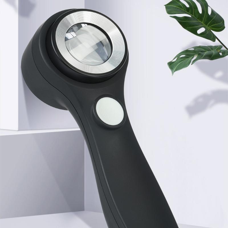 40X Magnifying Glass Rechargeable Handheld Magnifier with Light Brightness Adjustable Double Glass Lens Loupe 