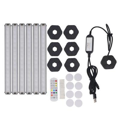 6 Set RGB LED Wall Light BT APP Remote Control Music Sync Splicing RGB Light Bar Set for Living Room Game Room