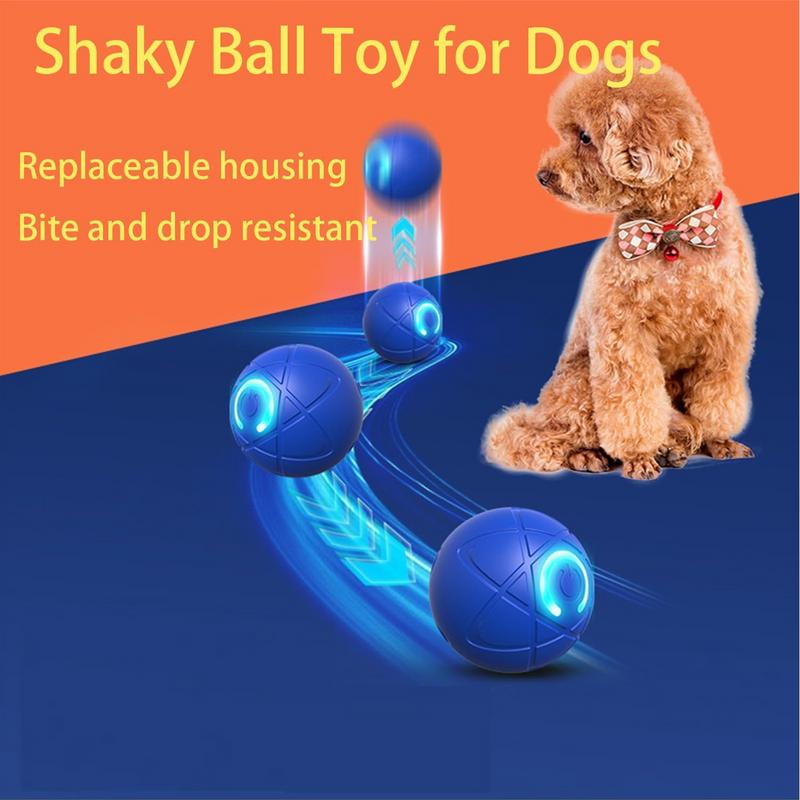 Electronic Interactive Dog Toys Ball With LED Light USB Rechargeable Automatic Moving Bouncing Shaky Ball For Indoor Play