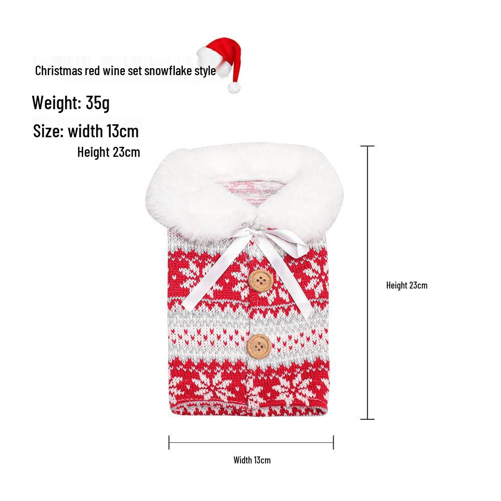 Gold Velvet Christmas Wine Bottle Cover - Festive Table Decoration