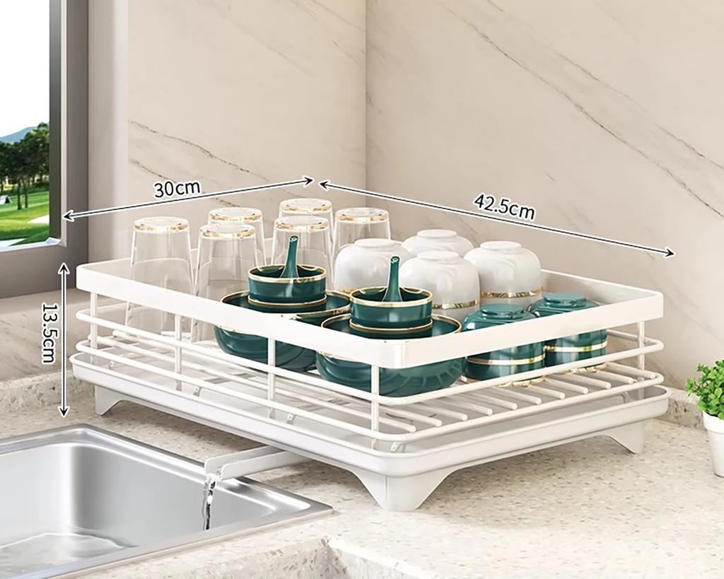 2 Tier Dish Drying Rack, Large Capacity Dish Rack With Draining Board, Double Layer Detachable Dish Storage Organizer For Dishes