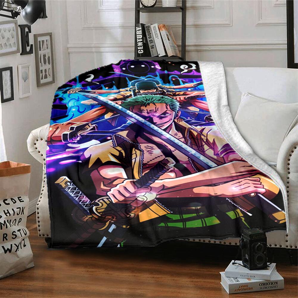 1Pc One Piece Zoro'S Determination Flannel Blanket, Soft And Comfortable, Casual Warm, Camping Travel, Christmas, Halloween Xmas Gift L1180