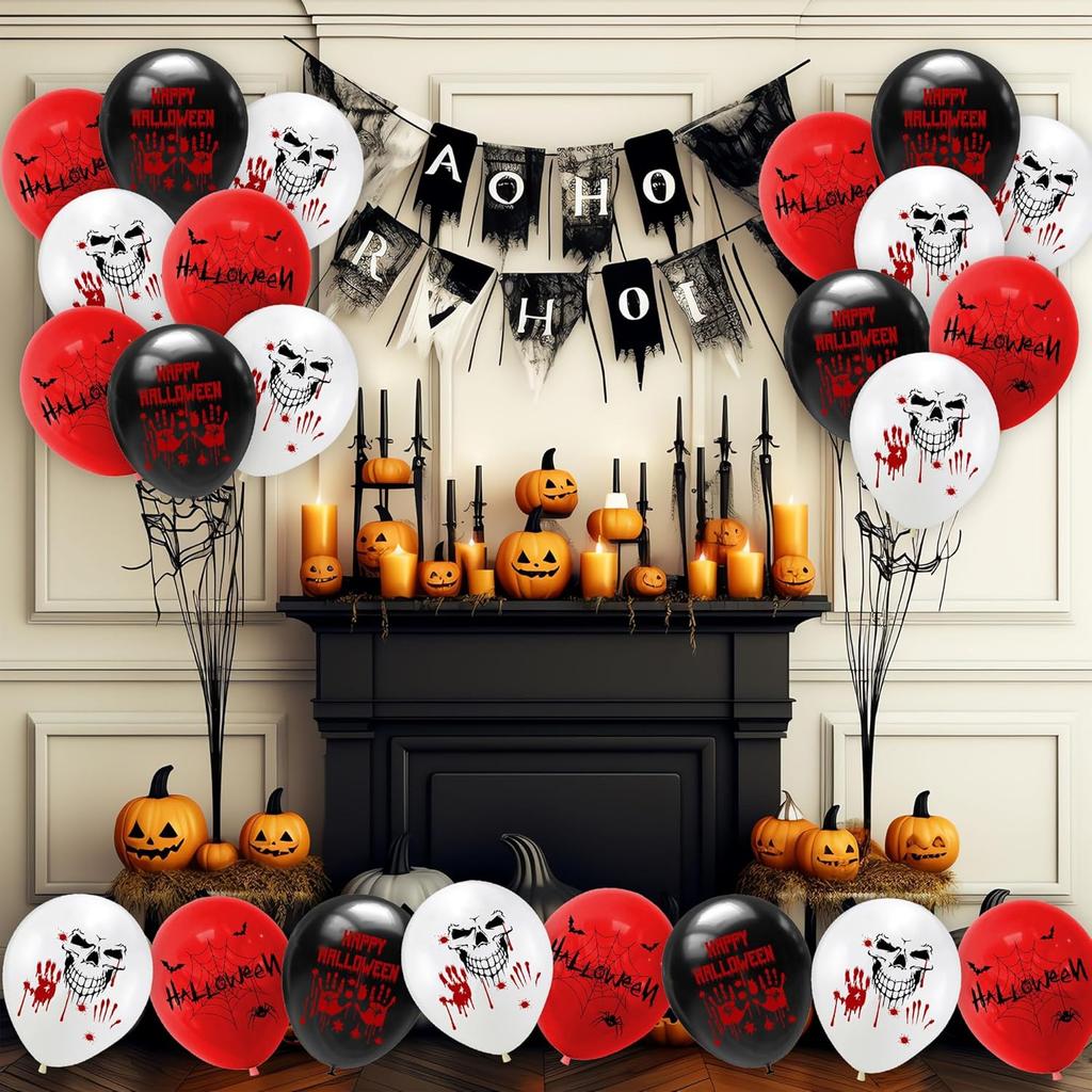 Scary Veined Latex Balloons Halloween Gory Party Decor Haunted House Blood Effect 50pc Horror Party Essential Supplies