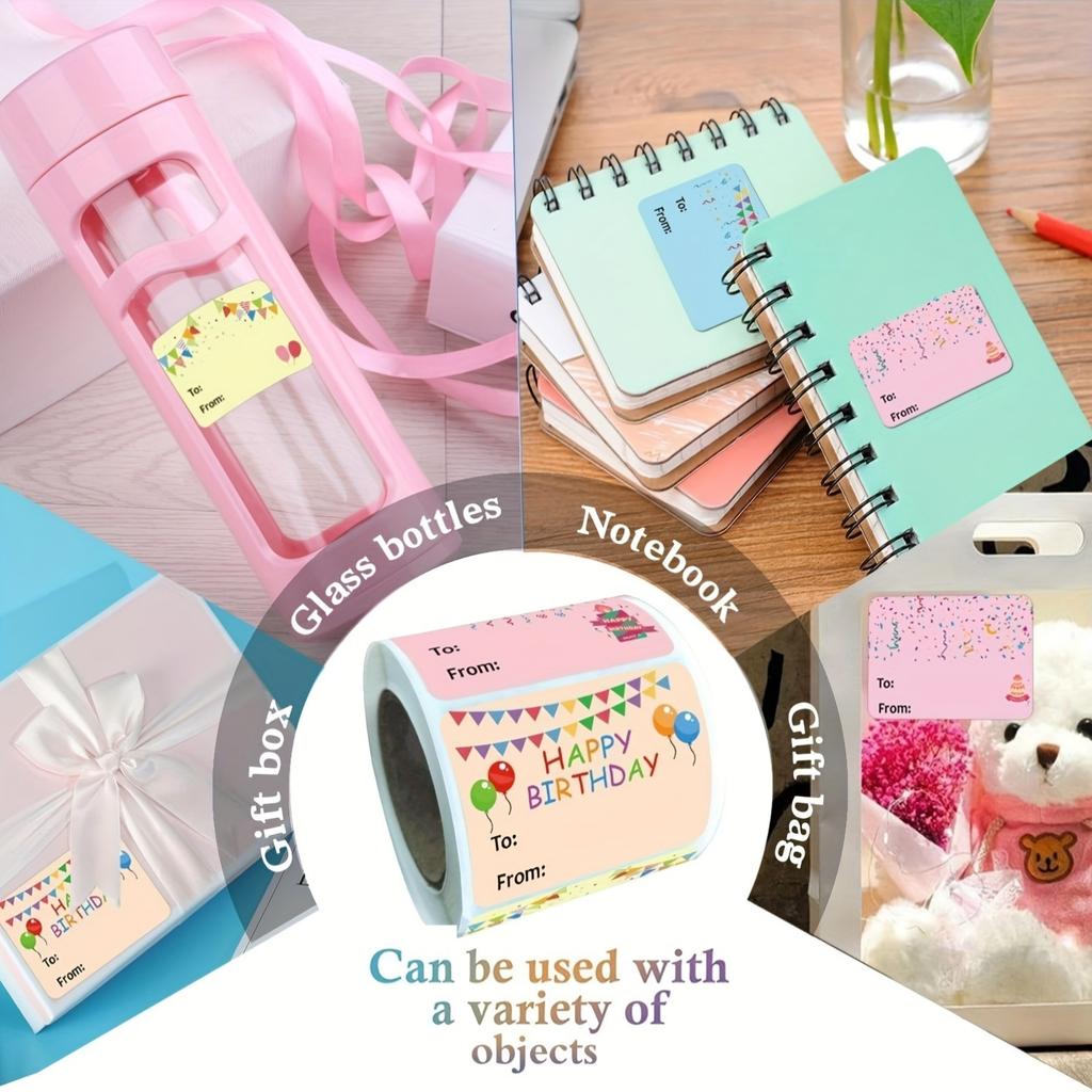 200 Stickers Per Roll for Birthday Celebrations, Adhesive Labels for Office Supplies, Decorative Tags, And Sealing Stickers.