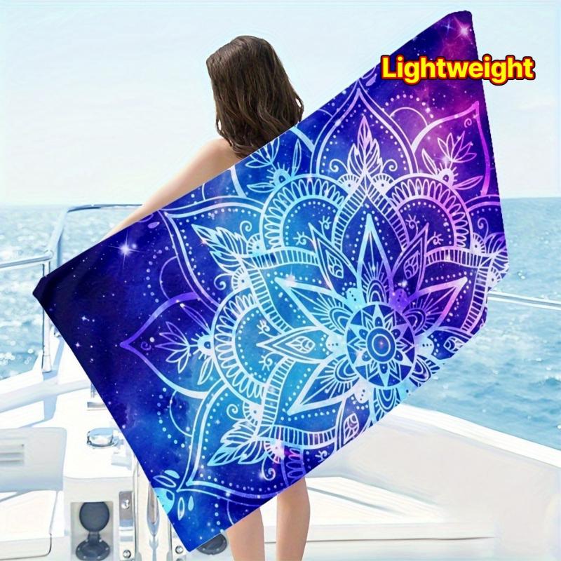 

1-Pack Large Quick-Dry Beach Towel - Starry Sky Mandala Pattern, Lightweight & Sand-Resistant, Vibrant Purple & Blue Design, W40*H60(CM)