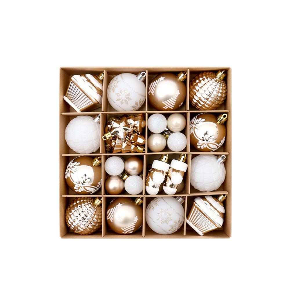 42pcs Christmas Tree Ornament Plastic Ball Decorations For DIY Crafts And Painted Designed Boxes Pendant