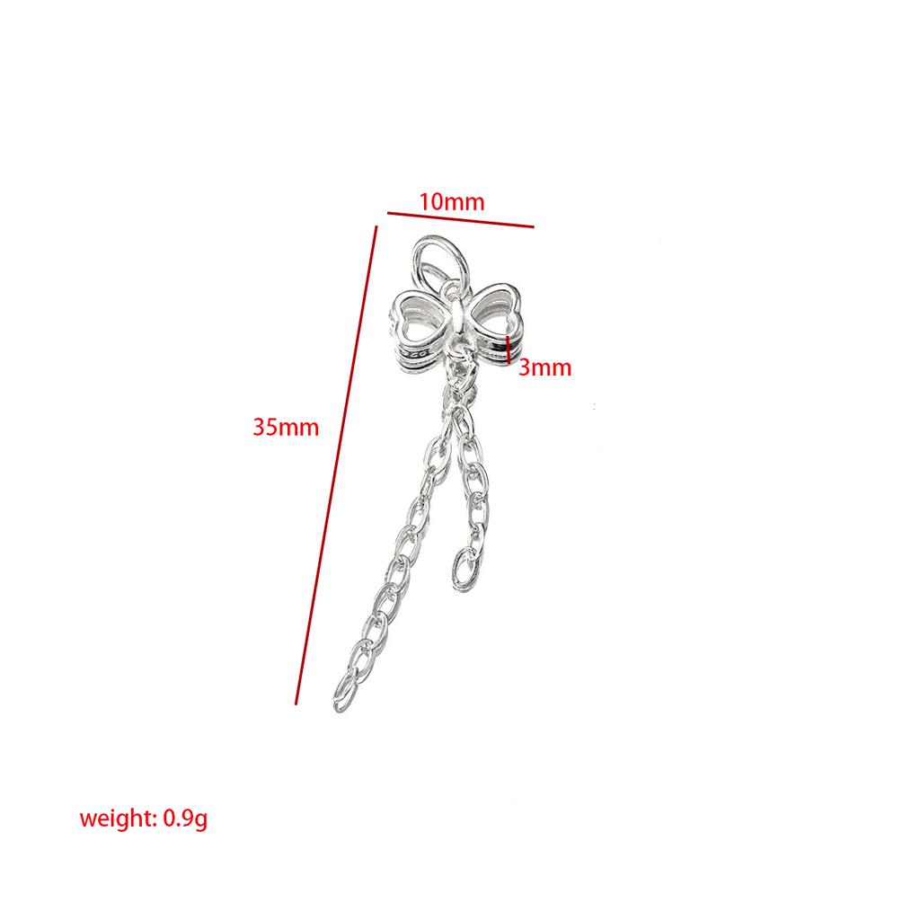S925 Sterling Silver Bowknot Cross Chain Tassel Pendant DIY Bracelet Pendant Handmade Braided Rope Material Accessories