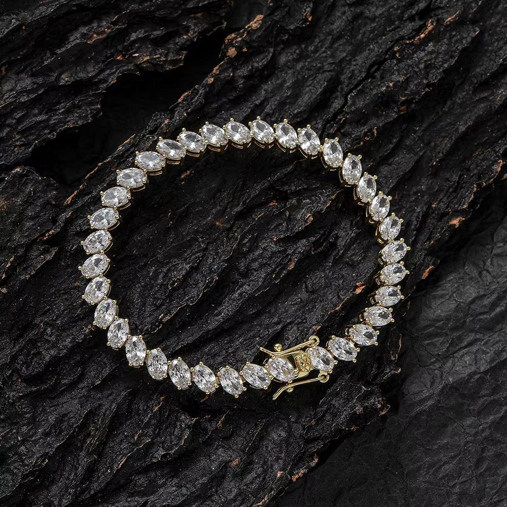 Luxury Micro Pave Setting High Quality Zircon Hip Hop Tennis Chain Bracelet Women 18K Gold Plated Jewelry