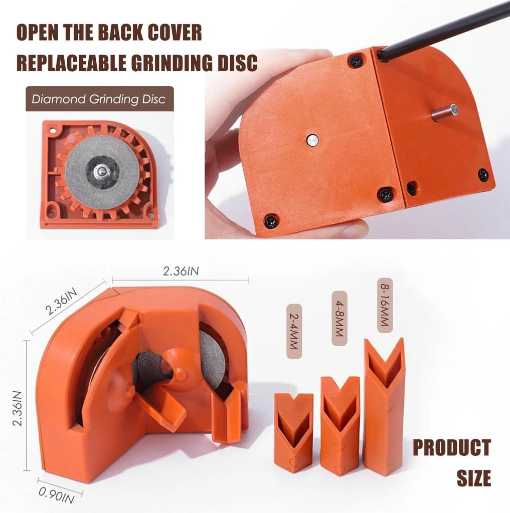 Multi-Functional 2-16mm Drill Bit Sharpener with 3 Locator Guides, Manual Drill Bit Grinding Tool for Grinding and Polishing