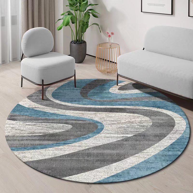 Moderner runder Teppich aus Kristallvelours - Rutschfester, staubabweisender Teppich für Wohnzimmer, Schlafzimmer und Arbeitszimmer