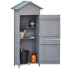 Wooden Garden Storage Shed Utility Gardener Cabinet W/ 3 Shelves, Tilted-felt Roof and Two Lockable Doors, 79cm X 49cm X 191.5cm, Dark Grey
