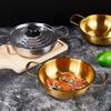 Korean style spiral covered soup pot, stainless steel instant noodle pot, golden hot pot, double ear small pot soup pot milk pot
