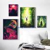 Ethereal Green Witch Ethereal Luna Moth Mystical Forest Witches Moon Poster Canvas Painting Wall Pictures Home Living Room Decor