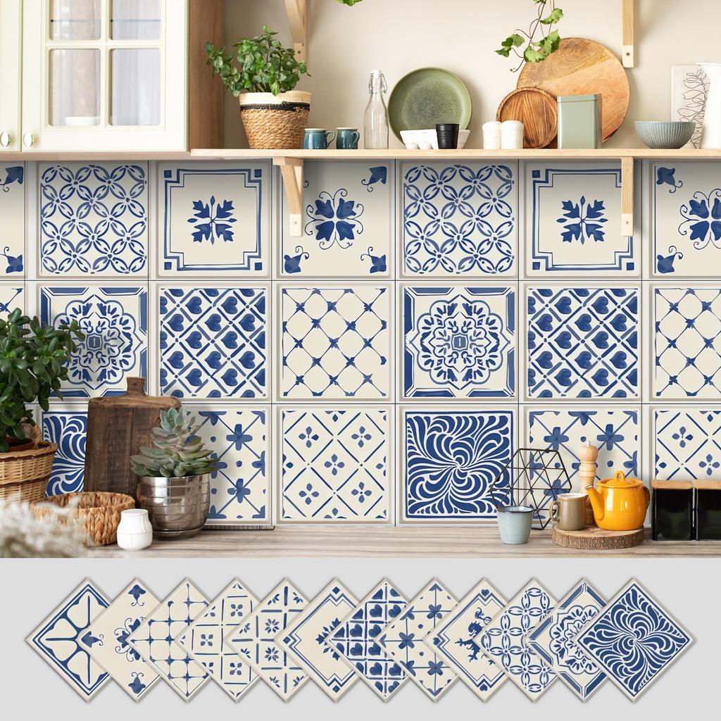 12 Self-adhesive Kitchen Waterproof and Oil-proof Wall Stickers, Bathroom Wall Decoration Renovation, Beautification Strong Wallpaper Stickers