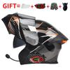 Bluetooth Smart Tail Light Motorcycle Flip-Up Helmet Men Women All Season Full Face Off-Road Riding