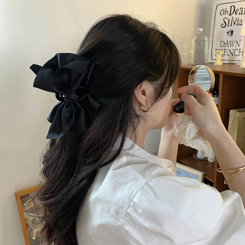 Große Schleife Haarspange Neu Trendige Einfarbig Schwarz Haar Hai Klammer Haarstyling Werkzeuge Accessoires für Frauen Mädchen