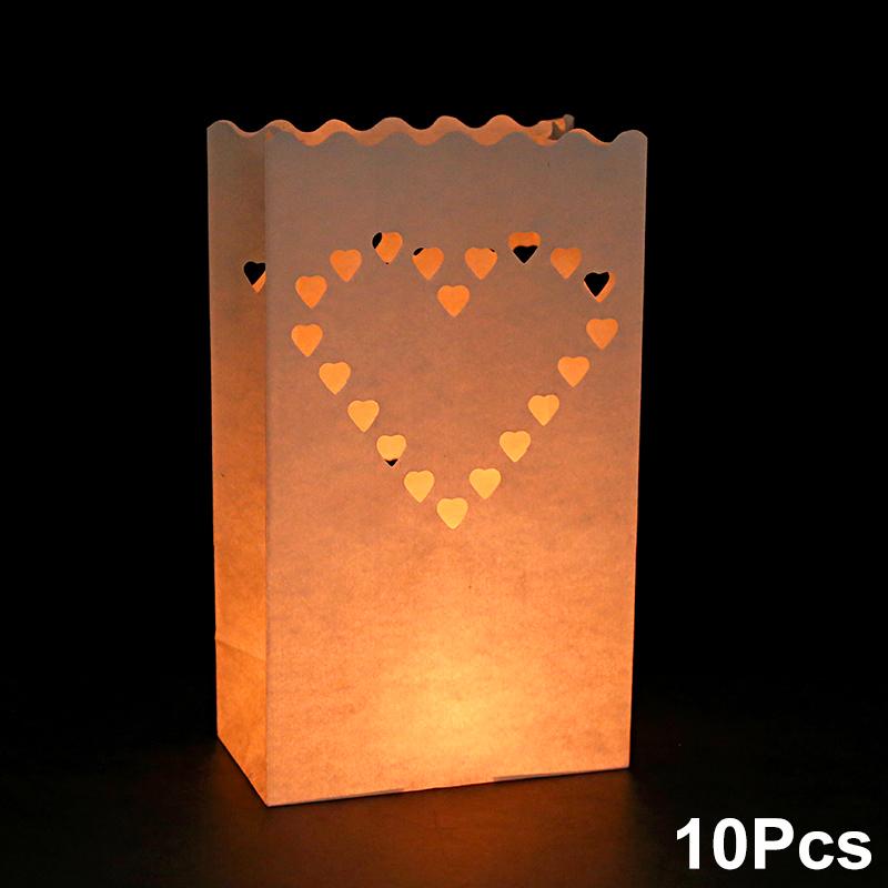 10pcs Hollow Out Halloween Fire-Retardant Candle Bags Parties White Exquisite Multiple Options Available