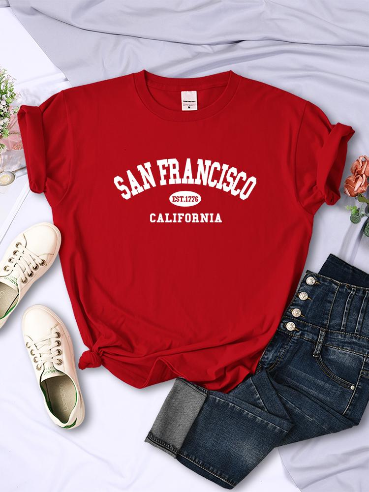 Sanfrancisco Est.1776 California Letter Street Women T-Shirt Casual Breathable Short Sleeve Fashion Personality Tees Soft Tshirt