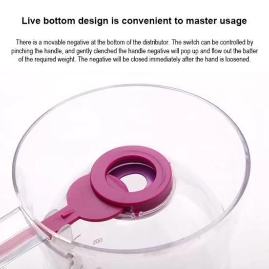 Handheld Batter Funnel Separator BPA-Free Safe Materials Leak-Proof Sealing Precise Measurement 1-4 Cups Integrated Baking Funnel