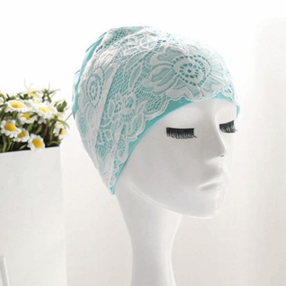 Lace Swimming Cap PU Ear Protect Cap Fashion look Waterproof Swim Hat Daily