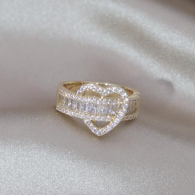 14K Vergoldung Luxus Liebe Zirkon Ring Korea Neues Design Mode Zirkon Elegant Damen Party Eröffnung Verstellbares Zubehör