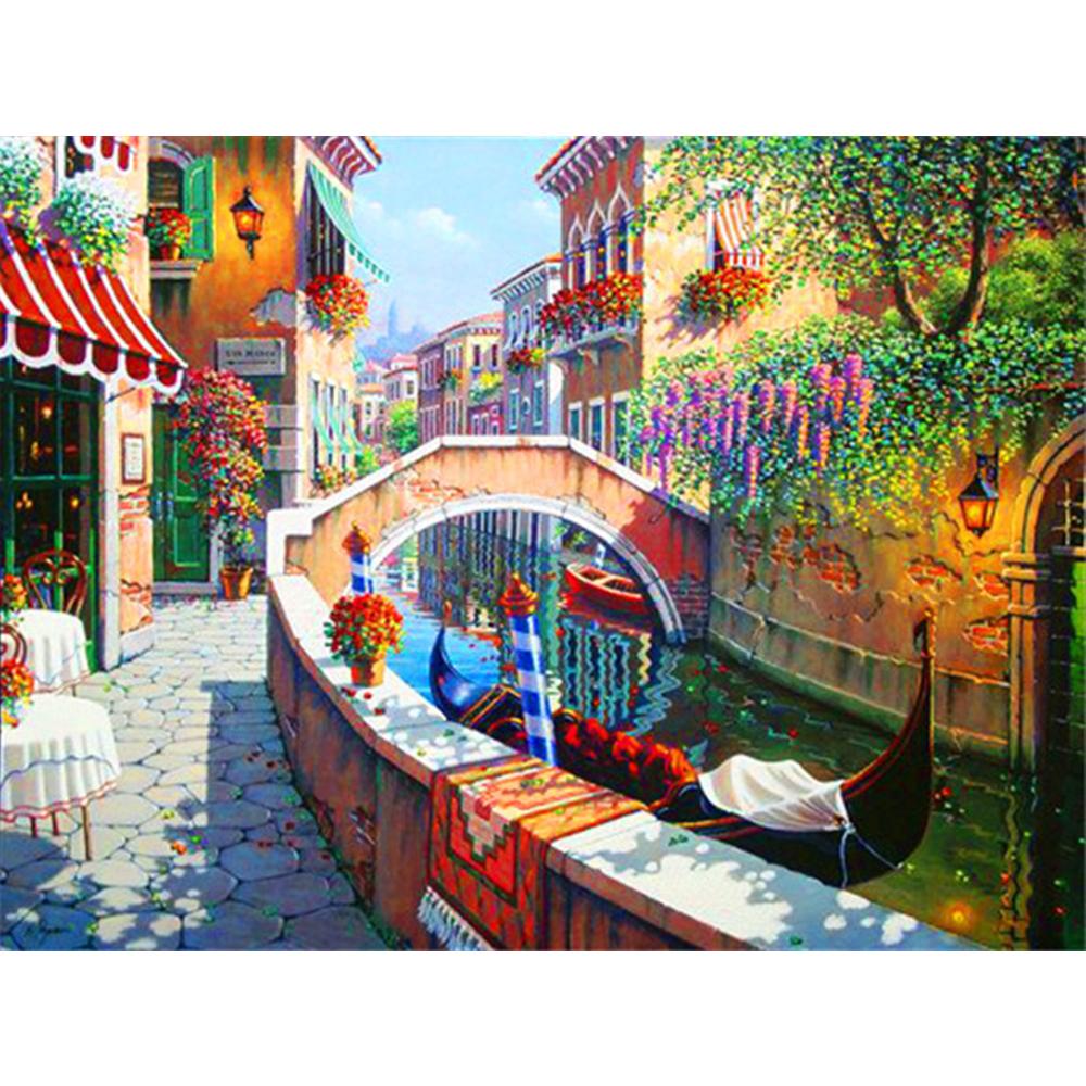 3D Diamond Painting Town Full Square Round Drill Art Rhinestone 5D DIY Diamond Embroidery Landscape Seaside Handmade Gift