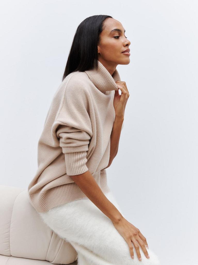 Ladies' Two-Lapel Loose Fit Sweater, High Collar, European Size, Anti-Pilling for Autumn and Winter