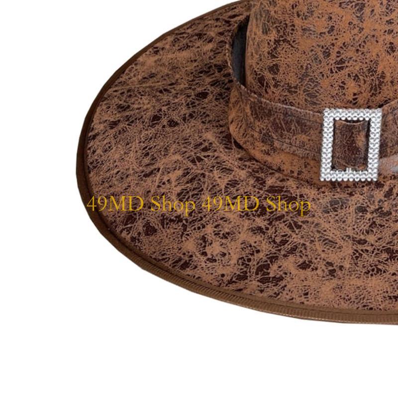49MD Halloween Party Witch Wizard Hat Wide Brim Pointed Hat Accessories Stylish for Cosplay Makeup Ball Parties