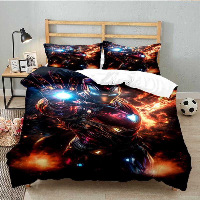 Iron In Action 3PCS Bedding set,Ideal for 1pc Duvet Cover And 2pcs Pillowcases Perfect for Fan gift,Ideal for Bedroom, Dormitory
