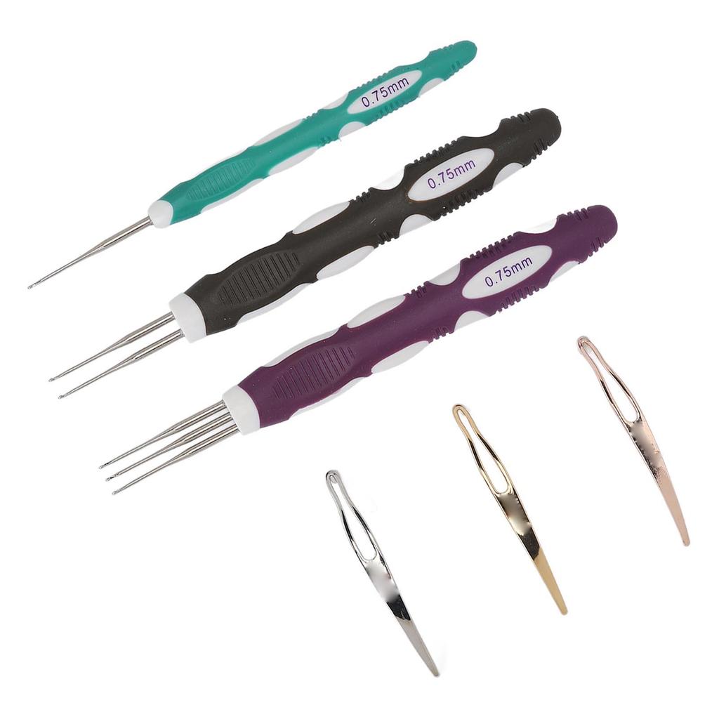 6pcs 0.75mm Dreadlocks Crochet Hook Tool for Hair Weaving 1 2 3 Hooks Dreadlock Interlocking Tool